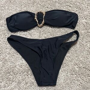 Elegant Black Bikini with Gold Accent